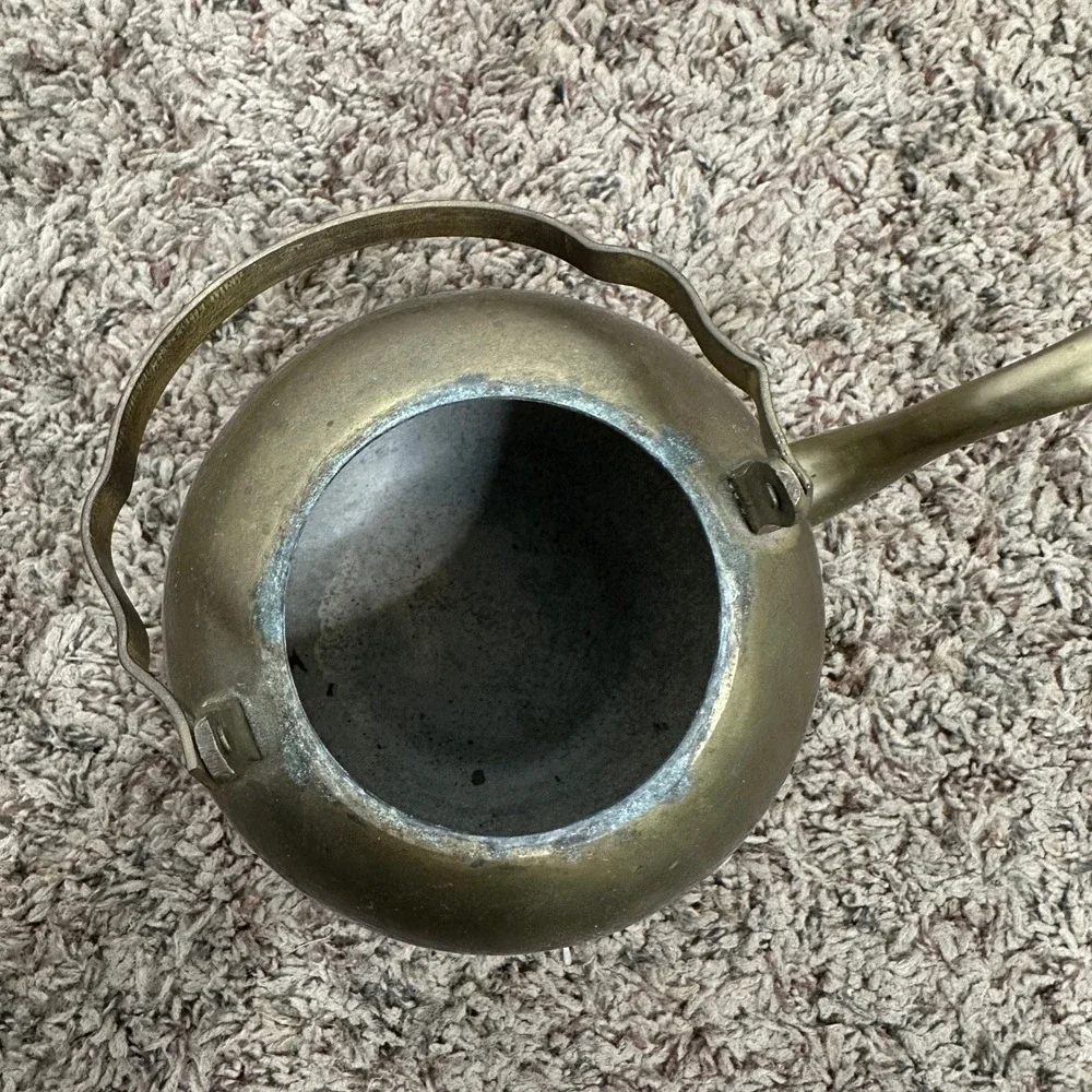 Vintage Solid Brass Teapot with Lid and Swing Handle Decorative Tea Kettle